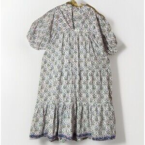 Karni Maxi Dress 2XL Floral Cotton Tiered India Boho Cottagecore Muumuu Lounge